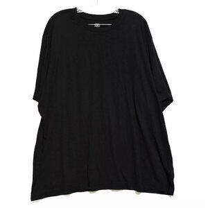 Athletic Mens Black T-Shirt Solid Pure Cotton Round Neck Short Sleeve Size 4XL